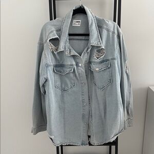 Light Blue Distressed Denim Jacket